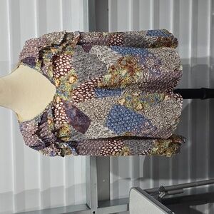 Cupio‎ Women’s Multicolor Patchwork Print Blouse Size XL